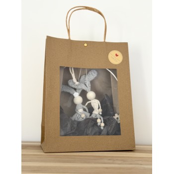 Suspension macramé duo lapins