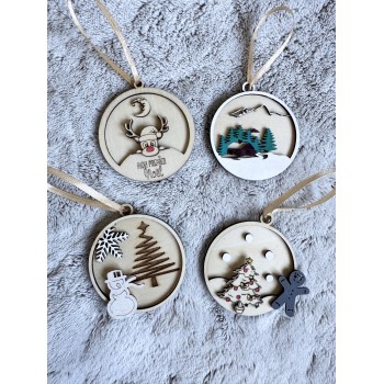 Lot de 4 boules bois