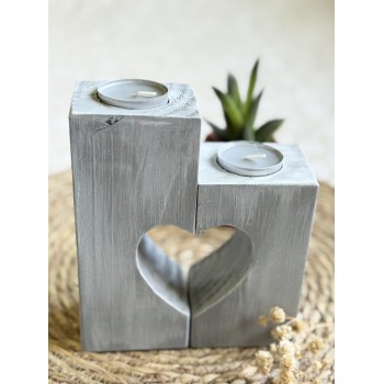 Support bougie coeur gris...