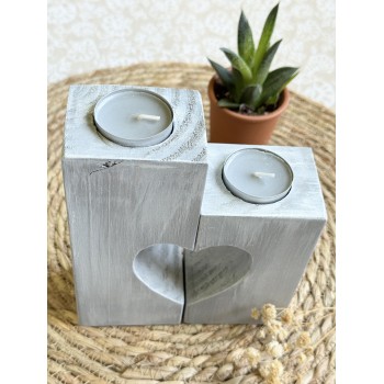 Support bougie coeur gris...